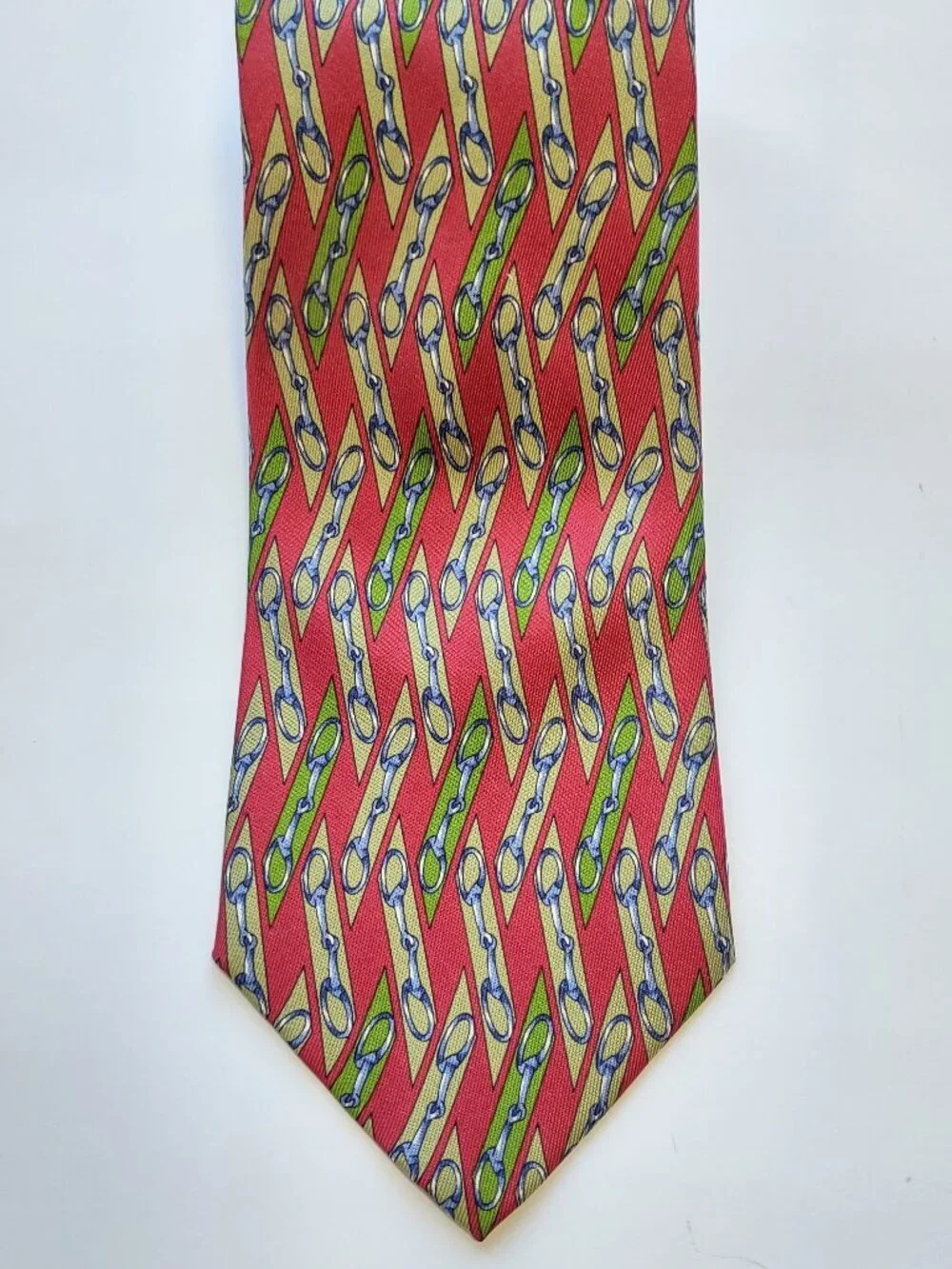 Vintage Gucci 100% Silk Tie Classic Equestrian Pattern Italy Luxury Designer